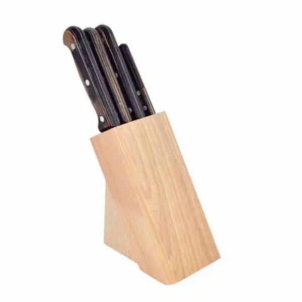 Juego Cuchillos Tramontina 32200/040 5pzs con Base  Acero Inoxidable Mango de Madera Café