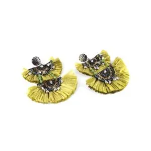Aretes Doble Abanico Con Cristales Y Lentejuela Pink R. - Imagen 2