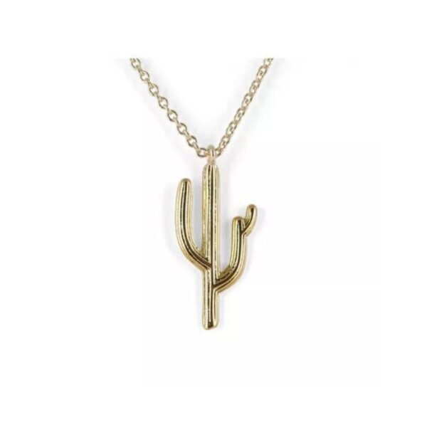 Collar Cactus Dorado Chapa De Oro 18k Pink Revolver
