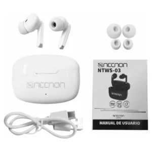 Audífonos Bluetooth Necnon NTWS-03 TWS 3hrs Duración Blanco - Imagen 4