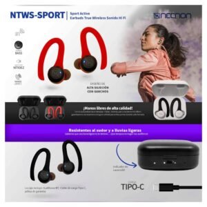 Audífonos Inalámbricos Necnon NTWS-SPORT Alcance 10m Blanco - Imagen 5