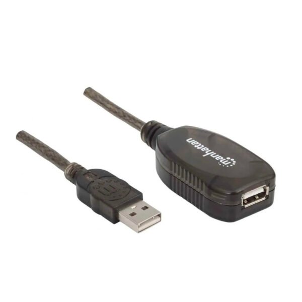 Cable USB 2.0 Manhattan 150958 Extensión Activa Alta Velocidad 20m Negro