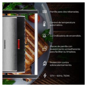 Plancha Panini Daewoo DHG-2673 Antiadherente 750 W_5