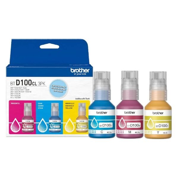 Kit 3 Tintas Color Brother BTD100CL3PK C/M/A Ultra Rendimiento_0