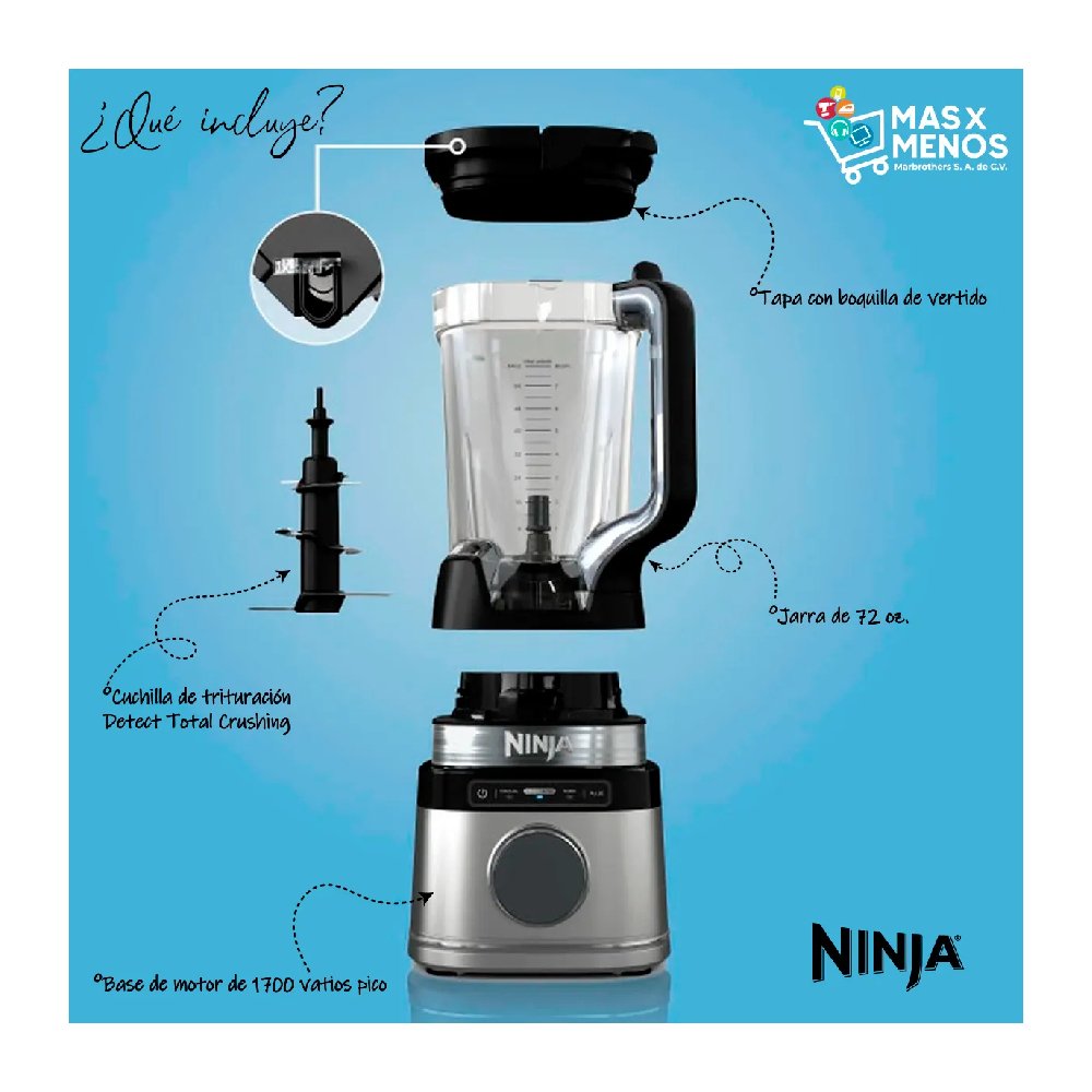 Licuadora Ninja Detect Power TB200WMVB 3 Vel Potencia 1200 W_3