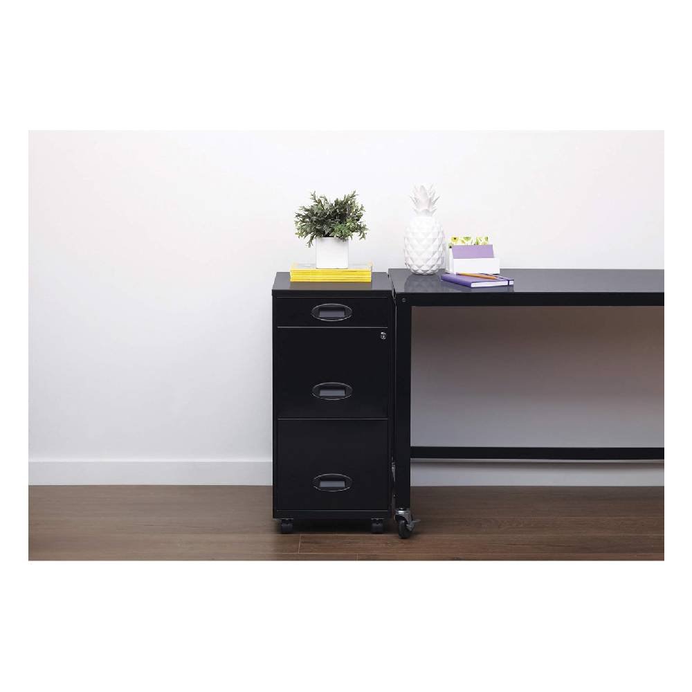Archivero Organizador Metálico Lorell 17427 3 Cajones Negro_5