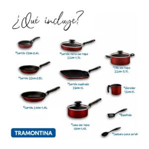 Batería de cocina Tramontina 27899-483 13 piezas Rojo_4