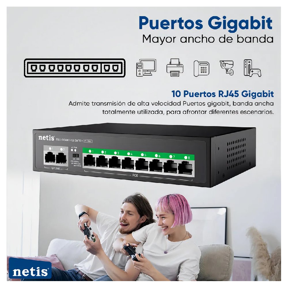 Conmutador Switch Gigabit Netis P110GC 8POE + 2RJ45 9 36564065