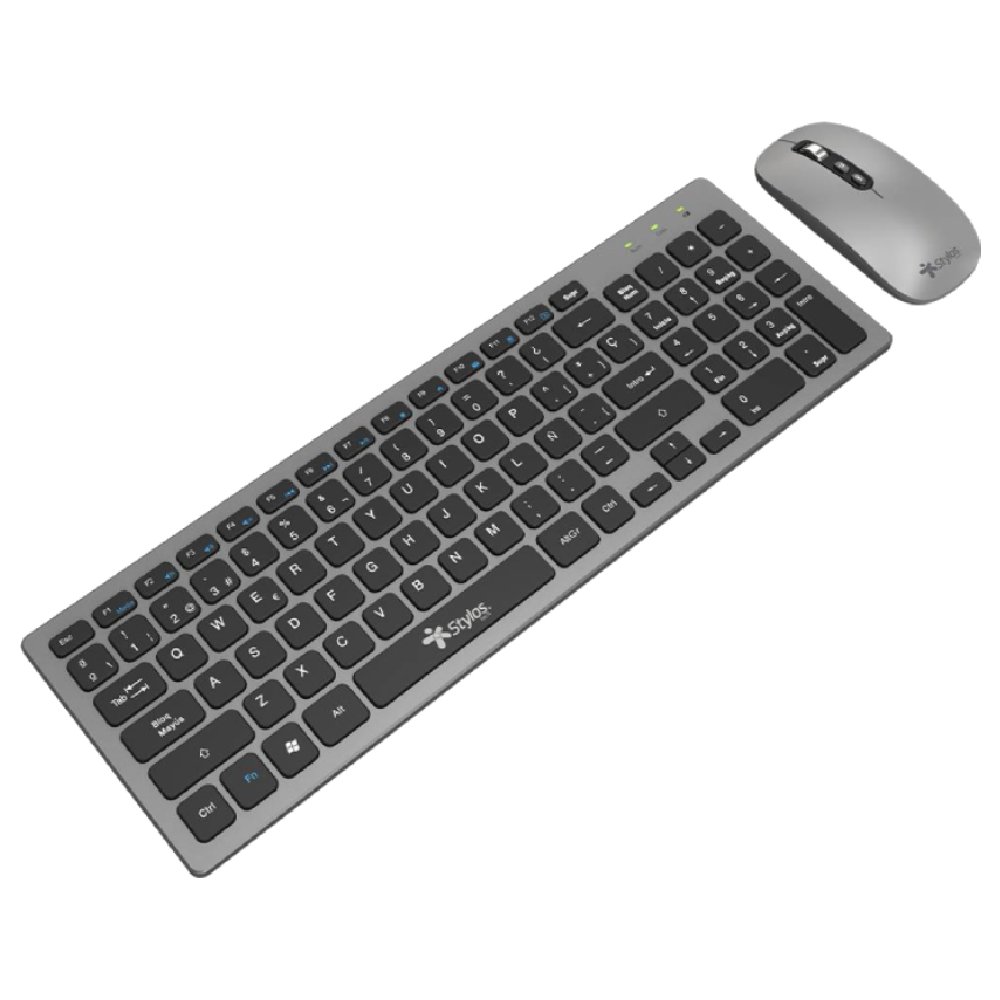 Teclado y Mouse Inalámbrico Recargable Stylos STPKTM6G Gris 9 38035746