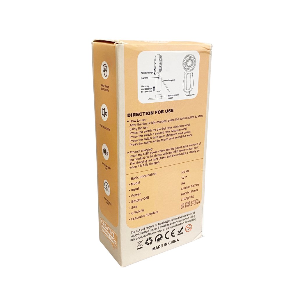 Ventilador Portátil Recargable HX-M1 Plegable 3 Velocidades con Soporte para Celular 10 HX-M1 MINI VENTILADOR PORTABLE
