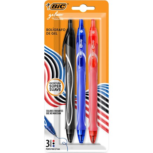 Bolígrafo Gel Retráctil Surtido Blíster con 3 Gelocity BIC 6 BOLIGRAFO GEL RET SDO BLT/3 GELOCITY BIC