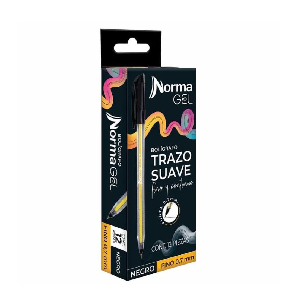 Bolígrafo Punto Fino Stick Negro Caja con 12 Norma 9 BOLIGRAFO P/FINO STICK NEG CJA/12 NORMA