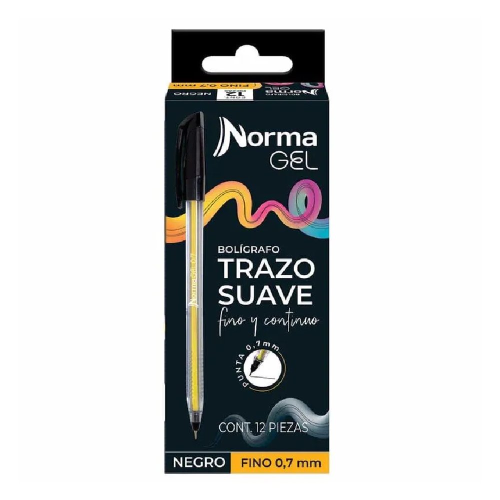 Bolígrafo Punto Fino Stick Negro Caja con 12 Norma 6 BOLIGRAFO P/FINO STICK NEG CJA/12 NORMA