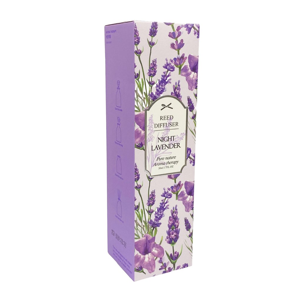 Difusor Aromático Lila con Flor 50 ml 7 BOTELLA AROMATIZANTES CRISTAL 50 ML