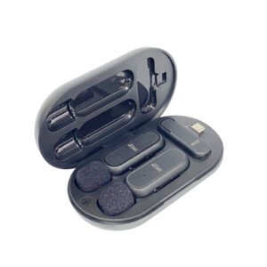 Micrófono de solapa inalámbrico 2 piezas con receptor TIPO C y estuche de carga (recargable)