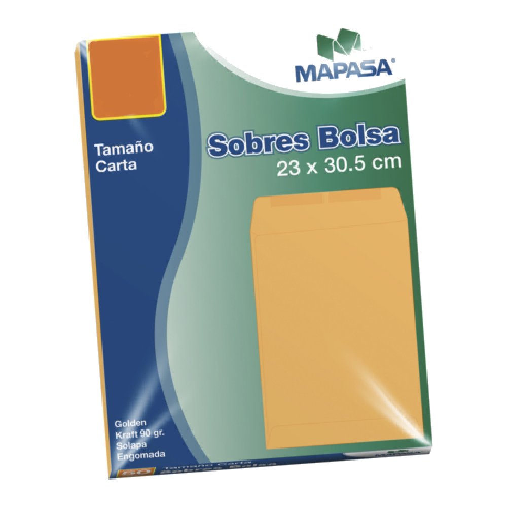 Sobre Bolsa Golden 90GR Engomado Carta con 50 Mapasa 6 SOBRE BOL GOLDEN 90GR ENGOM CTA/50 MAPASA