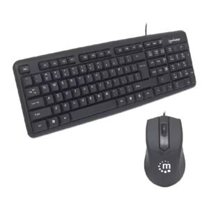 TECLADO Y MOUSE ÓPTICO USB CABLEADO MANHATTAN 178464