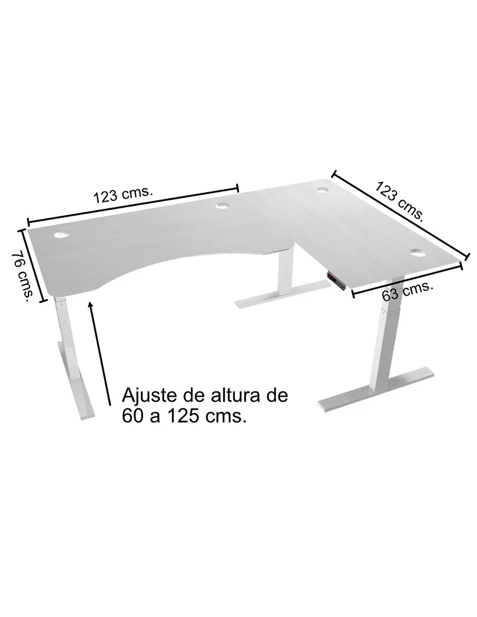 Bestar Mesa eléctrica de altura ajustable de 30 x 60 pulgadas, color  blanco, altura de la mesa ajustable de 28 a 45 pulgadas, voltaje: 110 V